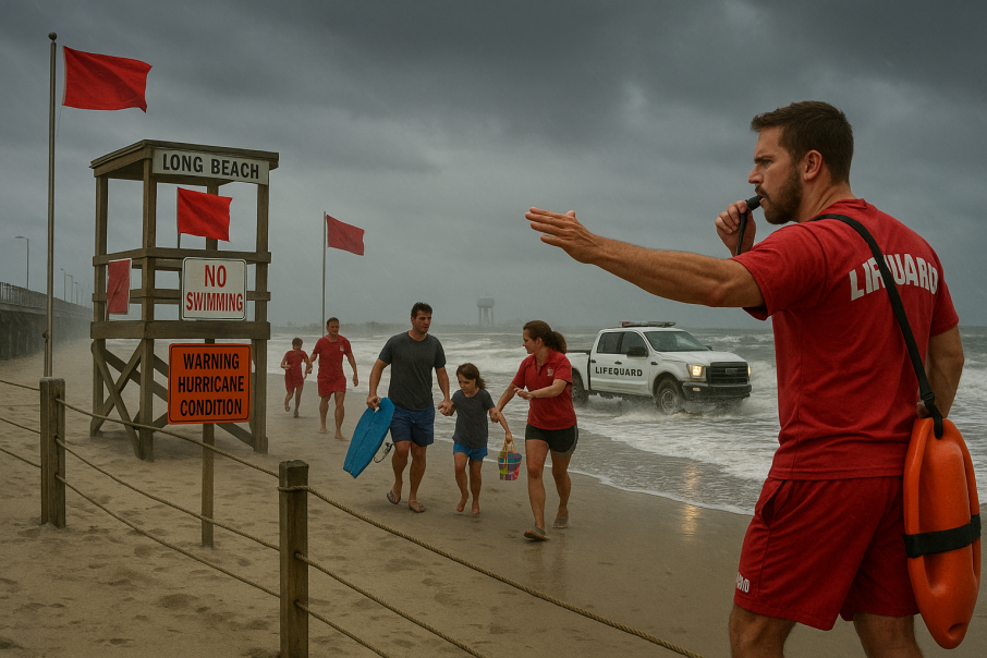 हूरिकेन एरिनका न्यू र्योर्कका सार्वजनिक बीच बन्द